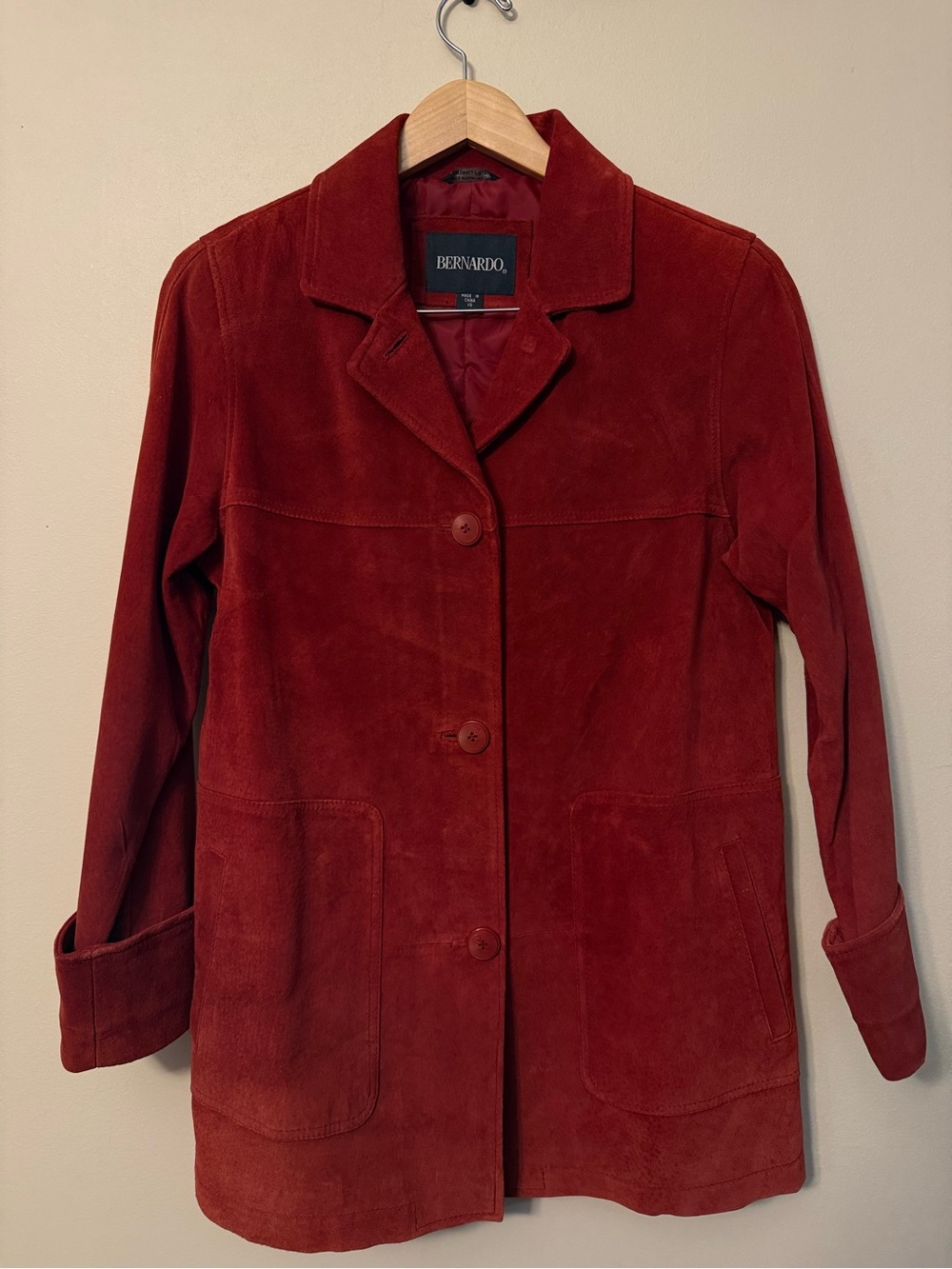 Bernardo Women's Red Suede Button-Front Jacket